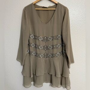 Soft Surroundings Taupe Tunic with beading
